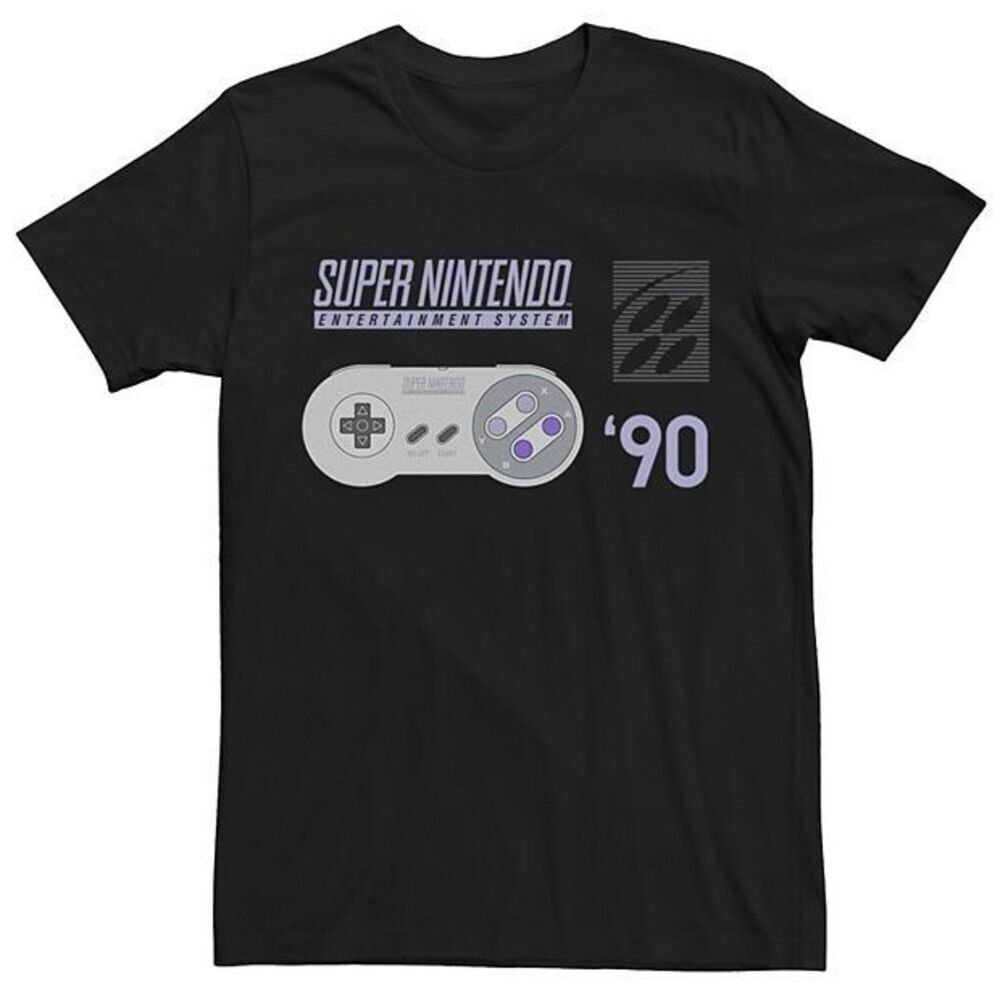 Men’s Nintendo Super Nintendo ’90 Controller Black Graphic Tee XXL